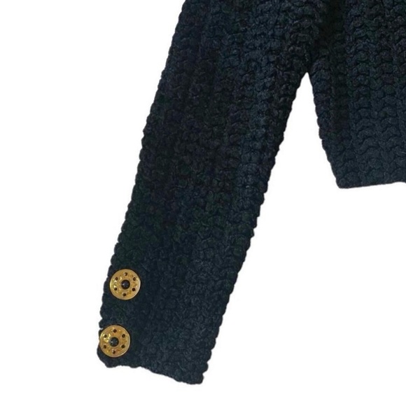 St John Black Front Zip Long Sleeve Boucle Knit Jacket Size Small - Picture 7 of 11